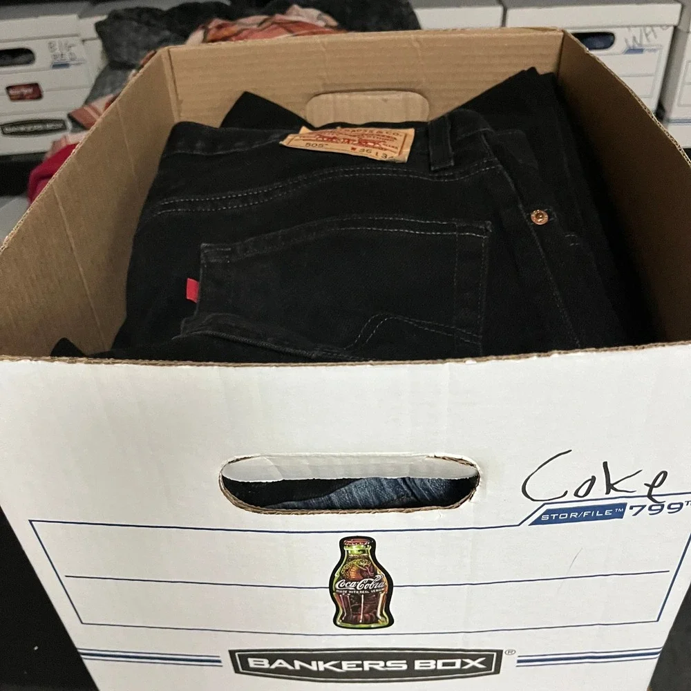 Levis 505 Regular Fit Black Denim Jeans 36x34 Mens Straight Leg VTG Y2K